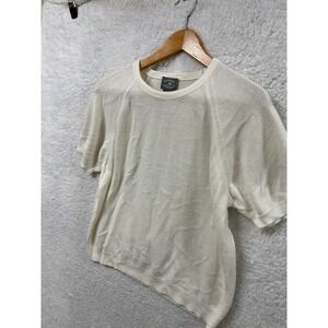 Designers Originals Luxelon Acrylic‎ Knit Top Ivory Short Sleeve X Large